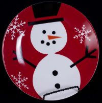 Crate & Barrel Christmas Holiday Snowman 8" Plate